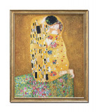 Cumpara ieftin Tablou celebru pictat manual inramat, The Kiss, Sarutul, 65x55cm ulei pe panza, reproducere Gustav Klimt