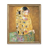 Tablou celebru pictat manual inramat, The Kiss, Sarutul, 65x55cm ulei pe panza, reproducere Gustav Klimt