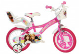 Bicicleta copii 16&quot; - Barbie roz PlayLearn Toys, Dino Bikes