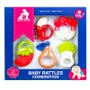 Set 5 Jucarii Zornaitoare Bebe 7Toys, +1 An, Diverse Forme, Sunete, Motricitate, Abilitati Apucare, Perceptie Vizuala, Tactila
