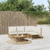 VidaXL Set mobilier de grădină cu perne alb crem, 2 piese, bambus 3155202