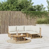 VidaXL Set mobilier de grădină cu perne alb crem, 2 piese, bambus 3155202