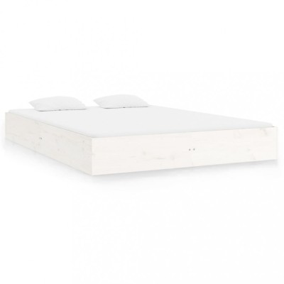 Cadru de pat, alb, 140x200 cm, lemn masiv foto