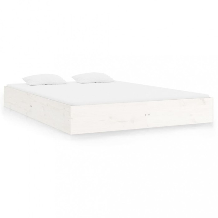 Cadru de pat, alb, 140x200 cm, lemn masiv