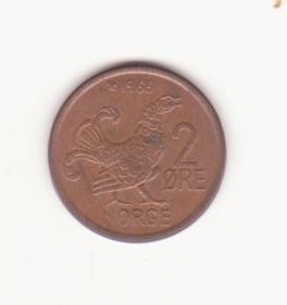 Norvegia 2 ore 1958 -small script, singurul an de batere. foto