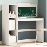 vidaXL Birou cu Tablă de Scris, Raft, Alb/Gri, 120x45x118.5cm - Birou Calculator, Studiu, Lemn Compozit