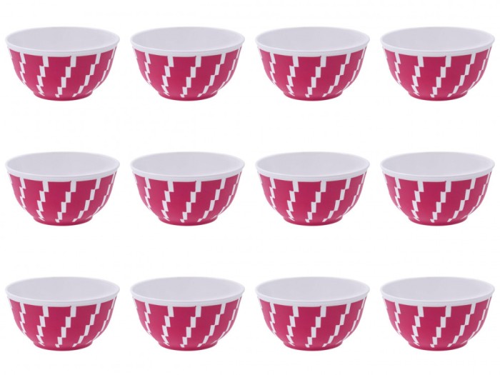 Set boluri, 12 piese, 350 ml, Plastic, Fucsia