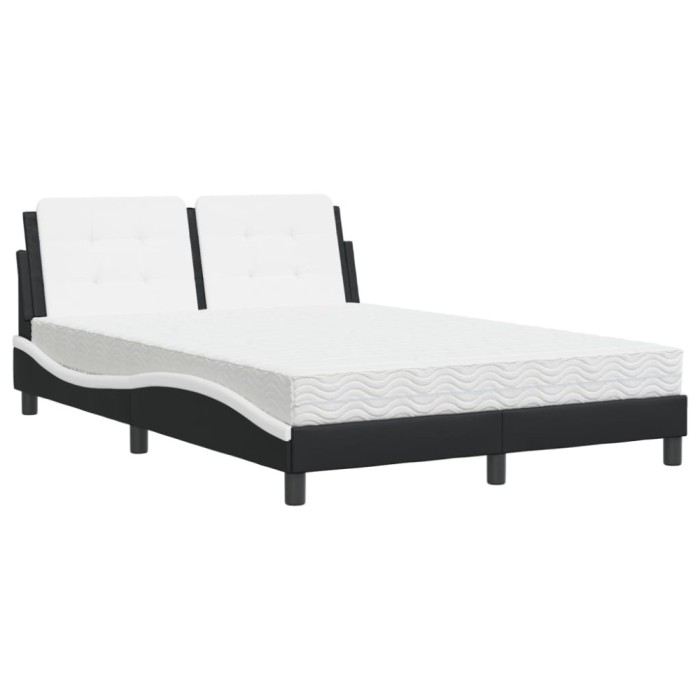 Cadru de pat fara saltea, Zadar, negru si alb, 140x190 cm, piele ecologica