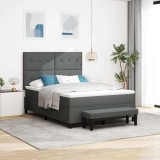 VidaXL Pat cu arcuri cu saltea și bancă gri &icirc;nchis 160x200 cm țesătură