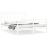 Cumpara ieftin Cadru de pat fara saltea, alb, 160x200 cm, lemn masiv pin