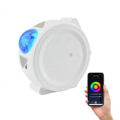 Lampa de Veghe Copii cu Functie de Proiector de Stele si Luna pe Tavan, Controlabil prin Smartphone, Integrare cu Alexa &amp;amp; Google Assistant, alb, porta foto