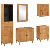 VidaXL Set de mobilier pentru baie cu ușă 5 pcs Maro 38 x 33 x 160 cm 3310069