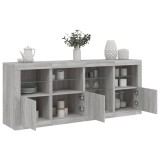 VidaXL Servantă cu lumini LED, gri sonoma, 164x37x67 cm