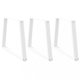 vidaXL Picioare de masă &icirc;n formă de V, 3 buc., alb, 90 x (72-73,3) cm, oțel