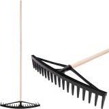 Grebla pentru frunze si iarba Longbow 18 dinti, plastic, coada din lemn