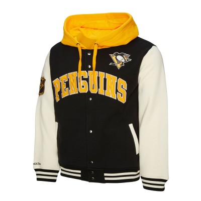 Pittsburgh Penguins hanorac de bărbați cu glugă Courtside Fleece Button Front Current Logo - 2XL foto