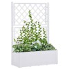 Strat Inaltat Gradina cu Spalier si Udare Automata vidaXL, Alb, 100x43x142cm, 90L, Ratan, Rezistent UV