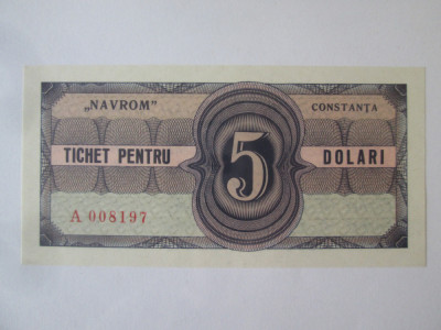 Romania tichet Navrom 5 Dolari UNC anii 80 foto