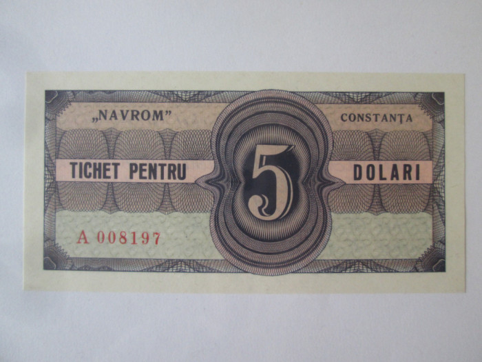 Romania tichet Navrom 5 Dolari UNC anii 80