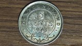 Canada provincii: Newfoundland - bijuterie argint sterling - 5 cents 1941 C/ Ottawa - George VI - raruta, tiraj 612k - superb patinata multicolor !