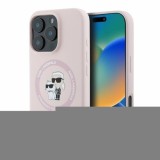 Husa pentru iPhone 16 Pro - Karl Lagerfeld Silicone Ring MagSafe (KLHMP16LSCMKCRHP) - Pink Karl&amp;Choupette