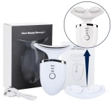 Dispozitiv masaj facial SERBY , multifunctional, hidratarea pielii si eliminarea ridurilor in zona gatului, 3 moduri de culoare, stimulare EMS, alb