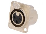 Soclu XLR Mamă 3-Pin cu Buton din Argint 16A, Neutrik