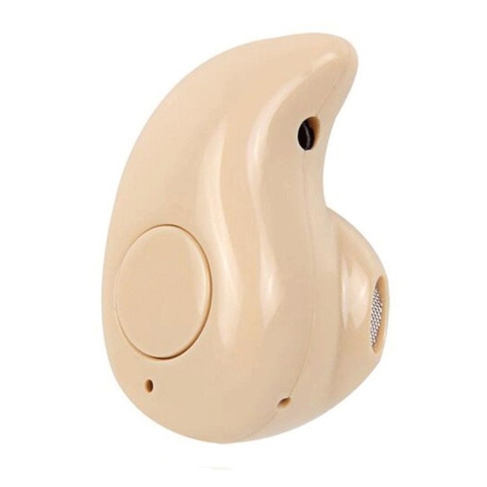 Mini casca Bluetooth, 10 m, design picatura, Crem Mini casca Bluetooth, 10 m, design picatura, Crem