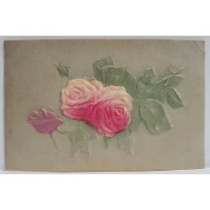 TRANDAFIRI , DESEN , CARTE POSTALA ILUSTRATA , EMBOSATA , 1908