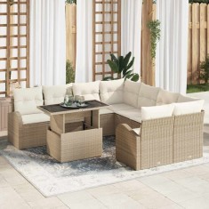 vidaXL Set de canapele pentru grădină 9 pcs Bej 100 x 55 x 73 cm 3357354