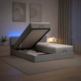 Cumpara ieftin Pat Ottoman cu Saltea si LED Gri deschis 160 x 200 cm Tesatura