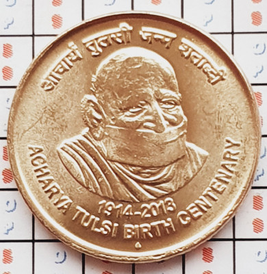 1097 India 5 Rupees 2014 Acharya Tulsi birth centenary km 431 UNC foto