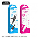 Cablu de date, JOKADE JA007, BOHAO Series, USB - USB Type-C, 5A, 2m, Alb, Blister