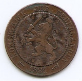 Olanda 2&frac12; Cents 1881 - Willem III / Wilhelmina, Bronz, 23.69 mm KM-108 (1), Europa