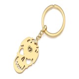 Agățătoare de chei din oțel inoxidabil pentru Halloween, placată cu aur, lanț de chei festiv pentru femei și fete, breloc pentru geantă (Craniu placat