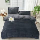 Cumpara ieftin Lenjerie de pat dublu cocolino,4 piese.cearceaf normal,dungi,gri antracit-92687