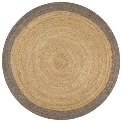 vidaXL Covor manual cu margine gri, 90 cm, iută 133674 foto