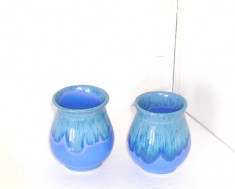 Vaze ceramica de studio emailate fat lava, hand made, set 2 bucati foto