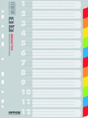 Separatoare Carton Color, A4, 170g/mp, 12 Culori/set, Office Products foto
