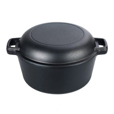 Oala de fonta cu capac, 2 in 1, 5 L, 26 cm, Perfect Home foto