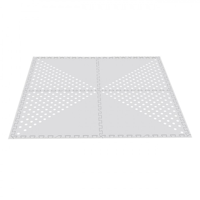 Covor Modular Puzzle, Model Dots, Set 4 Bucăți, Culoare Gri, Dimensiuni 61.5x61.5x0.9 cm