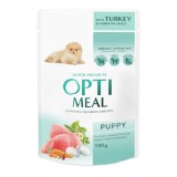 Optimeal Puppy, hrana umeda pentru caini, curcan si morcovi, plic, 100 gr