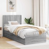 vidaXL Cadru de pat cu depozitare și tăblie Sonoma gri 100 x 200 cm 3414504