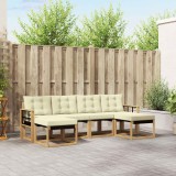 vidaXL Set Canapele Exterior 6 Piese Lemn Acacia Textilene Alb Crem Mobilier Gradina