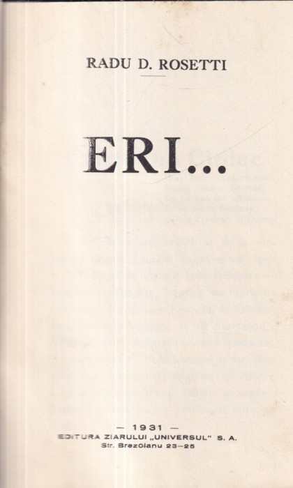 Radu D. Rosetti - Eri... (1931)