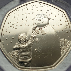50 pence 2021 Marea Britanie, Snowman, Christmas coin,Brilliant unc, Coincard