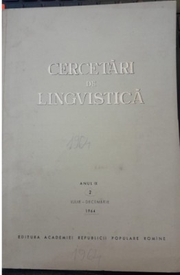 1964 Revista Cercetari lingvistice Anul IX / Nr 2 Academia RSR CVP foto
