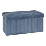 Taburet dublu pliabil Atmosphera Arum din material tip catifea raiat, 76x38x38 cm, albastru inchis Household NewTrend