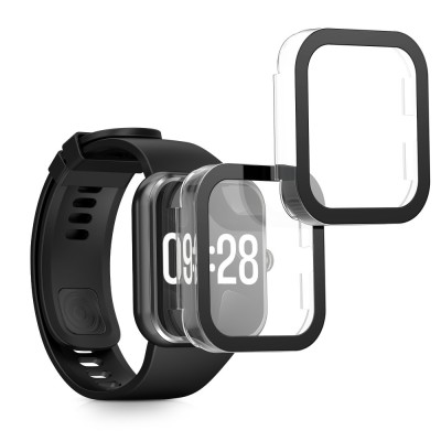 Set 2 Huse Kwmobile cu sticla securizata pentru Xiaomi Redmi Watch 4, Transparent, Plastic, KWM000025BG001C foto