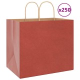 vidaXL Pungi de h&acirc;rtie 250 buc cu m&acirc;nere roșii 32x22x28 cm